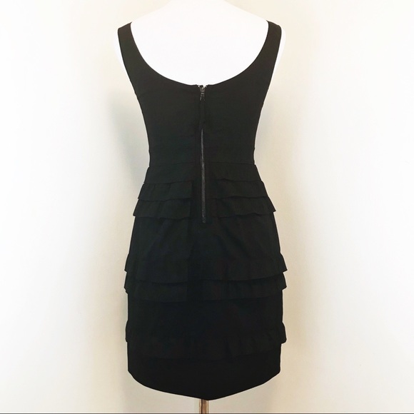 Elie Tahari Black Ruffle Cocktail Dress LBD Size 0 - Picture 4 of 8